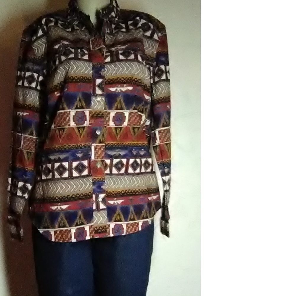 Ozark New Vintage Western Print Shirt Size L